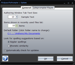 FloPrompter Options Dialog - General Tab