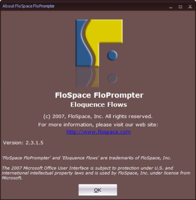 FloSpace FloPromtper - New About Dialog